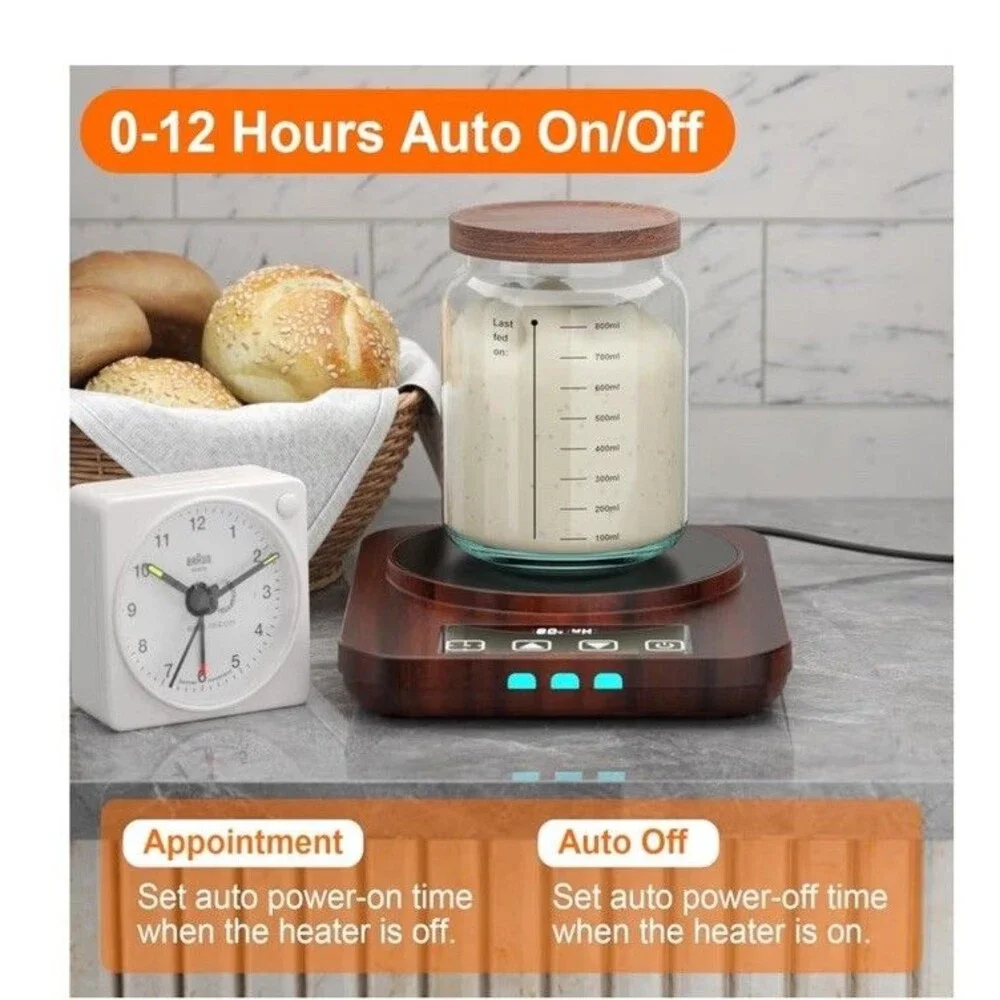 Electric Sourdough Starter Warmer, Upgrade Warming Heating Pad Mat Wood Grain